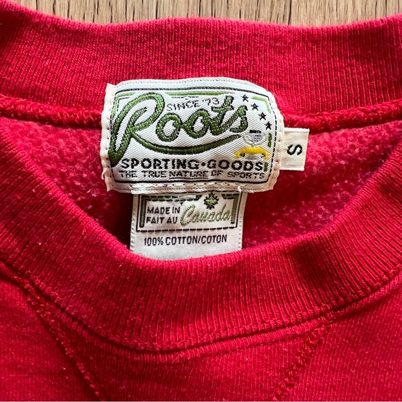 Vintage Cropped Roots Sweatshirt Red MENS SMALL - Picture 8 of 11